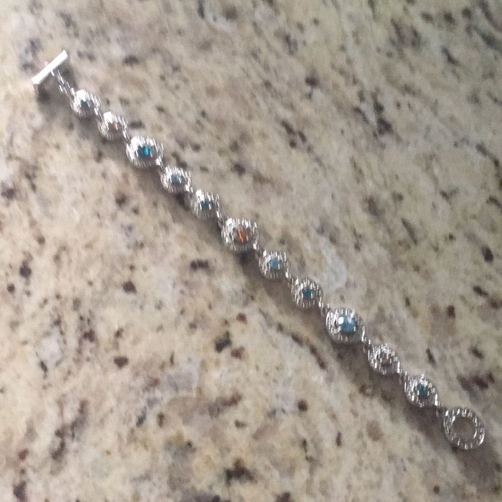 M4M Silver tone Toggle Bracelet w/ colored stones